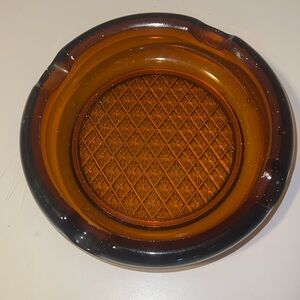 6” vintage glass amber ashtray